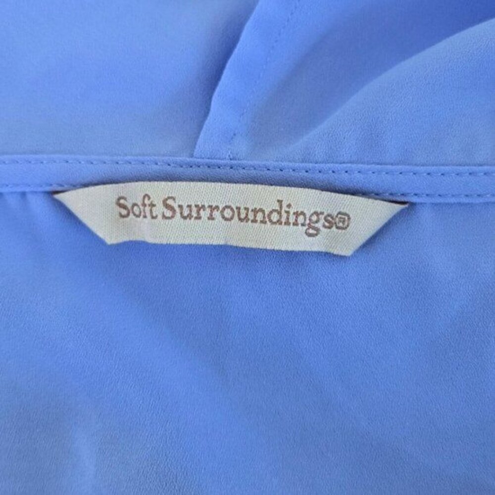 Soft Surroundings Womens Blue Hooded Pullover Top W/ Half-Zip & Front Pocket - Picture 3 of 3